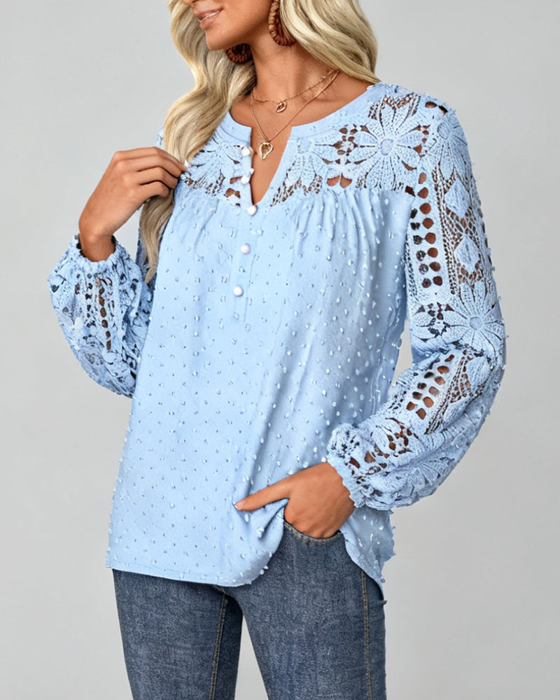 Blouse 3d Bloemen Opengewerkt Samengesteld