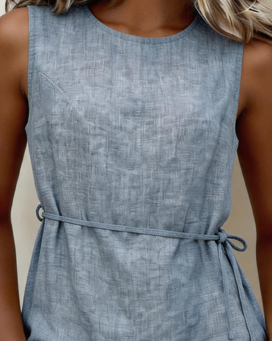 Tank Top Mouwloos Ronde Hals Effen
