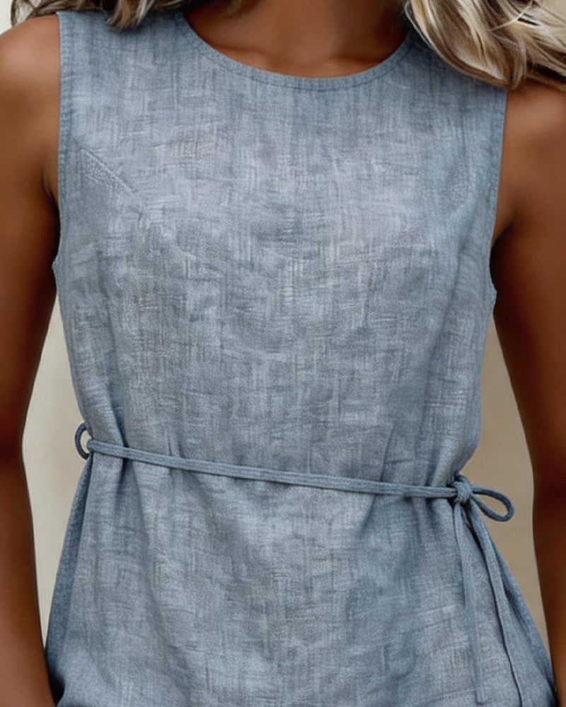 Tank Top Mouwloos Ronde Hals Effen