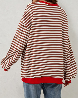 T-Shirt Gestreept Rond Hals Kleurenblok