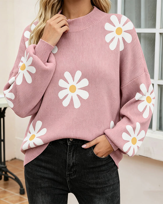 Bedrukte Lange‑Mouw Pullover