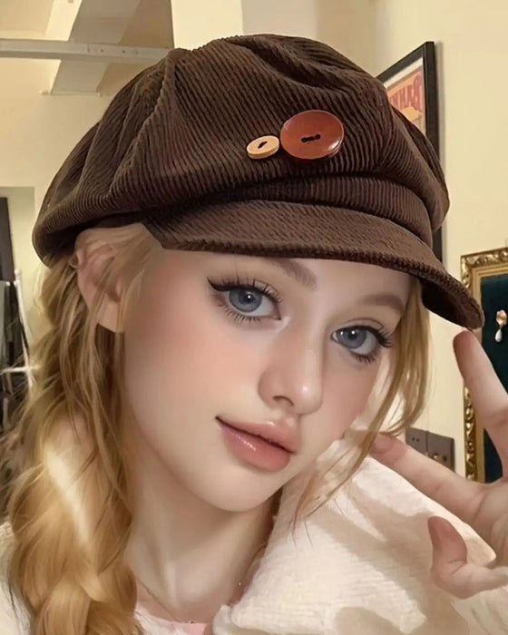 Unisex Vintage Achthoekige Baret