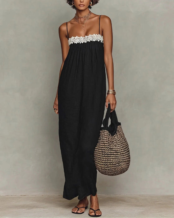 Jurk Contrastkleur Recht Maxi