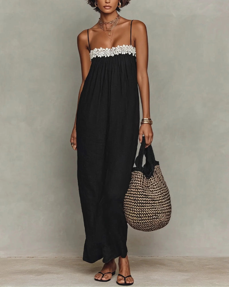 Jurk Contrastkleur Recht Maxi
