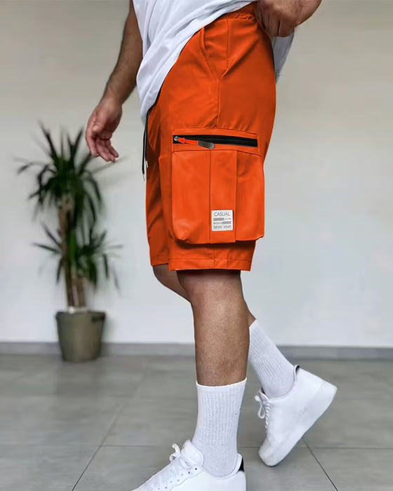 Heren Broek Effen Loose Fit Kort Cargo