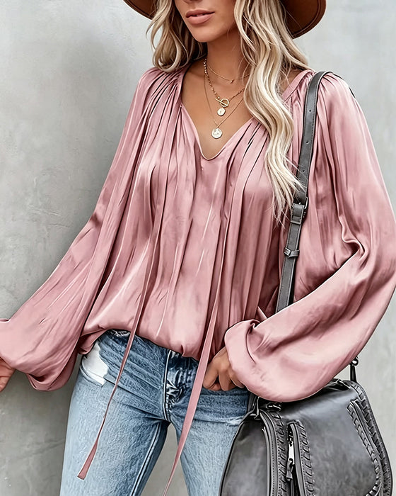 Blouse Vetersluiting Effen Kleur