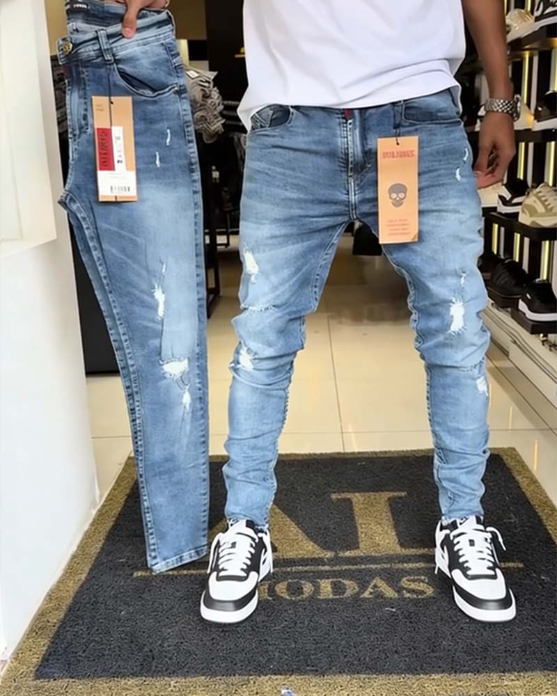 Jeans Distressed Slim-Fit Taps Toelopend
