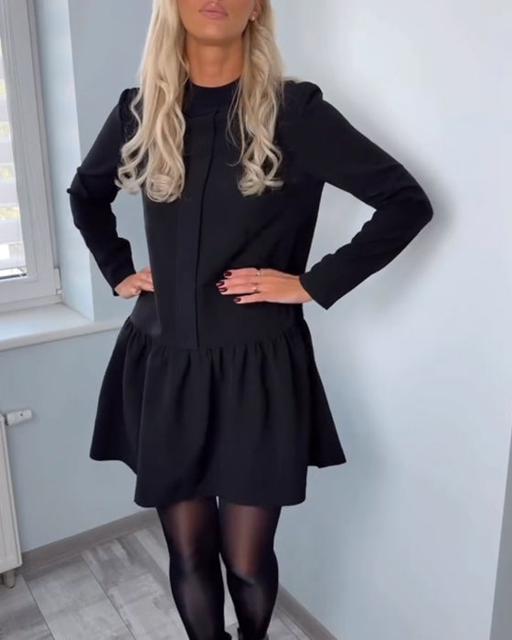 Jurk Lange Mouw Geplisseerd A-Lijn