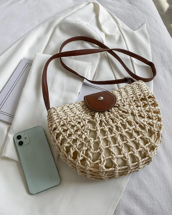 Tas Boho Halfcirkelvormig Hol Stro