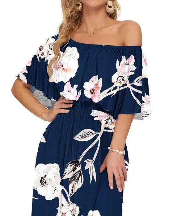 Jurk Elegant Inktwasbehandeling Bloemen Maxi