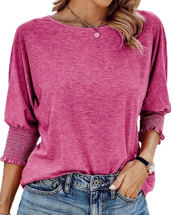 Tshirt Losse Pasvorm Ronde Hals Gerimpelde Manchetten