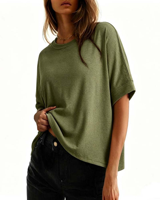 T-Shirt Ronde Hals Los Korte Mouw
