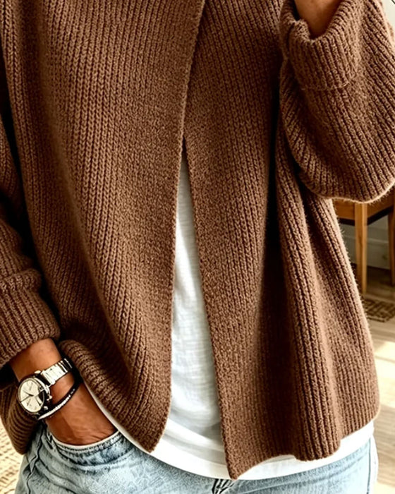 Cardigan Effen Kleur Lange Mouwen