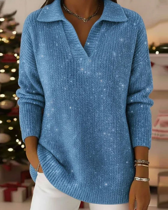 Pullover Revers Lange Mouw Los