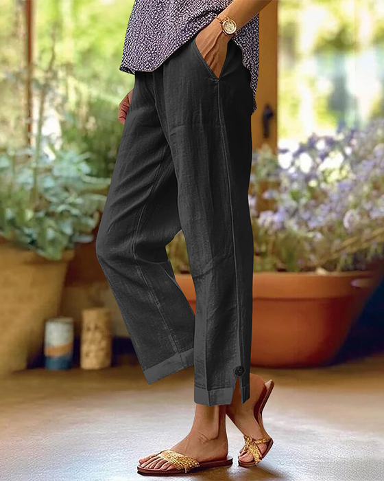 Broek Effen Rechte Pijp Casual
