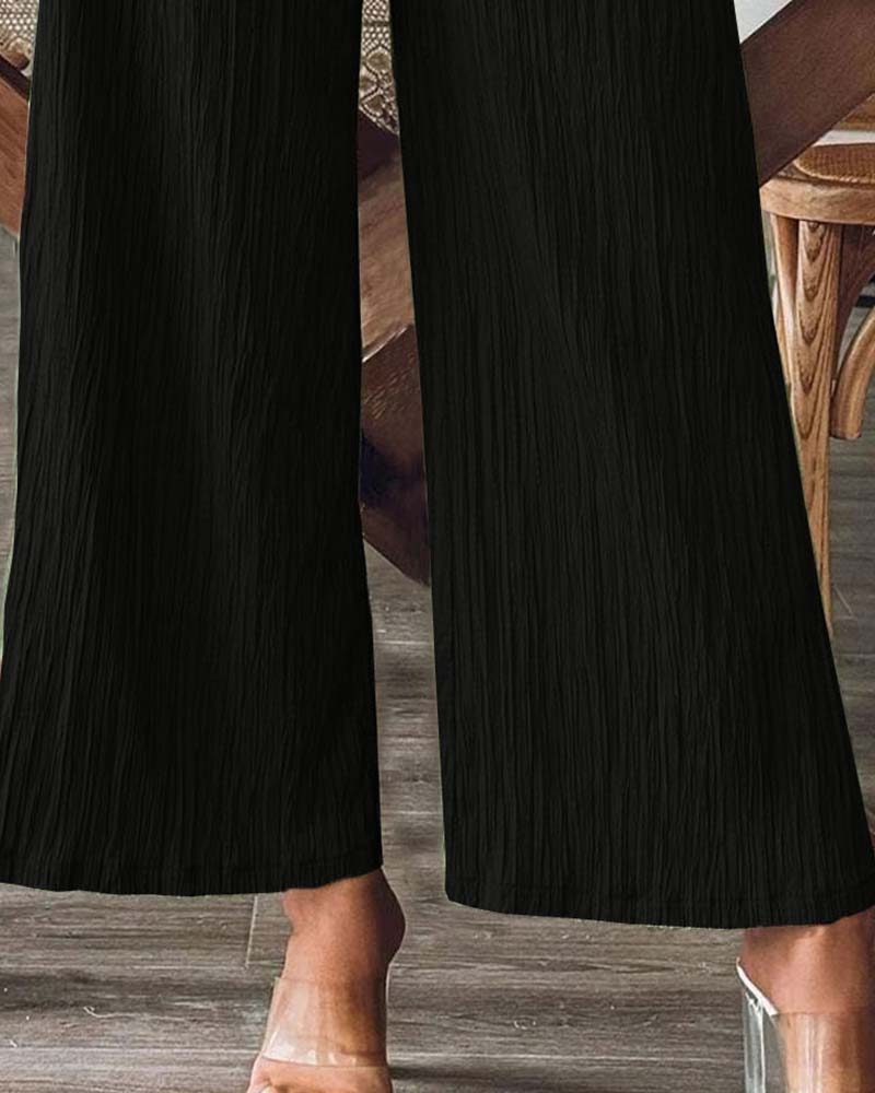Broek Opstrijkzak Effen Elastische Taille Casual