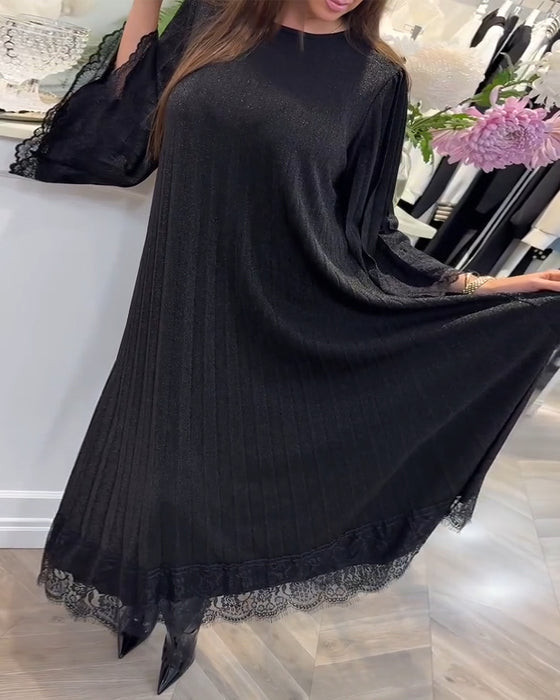 Jurk Ronde Hals Losse Kanten Patchwork