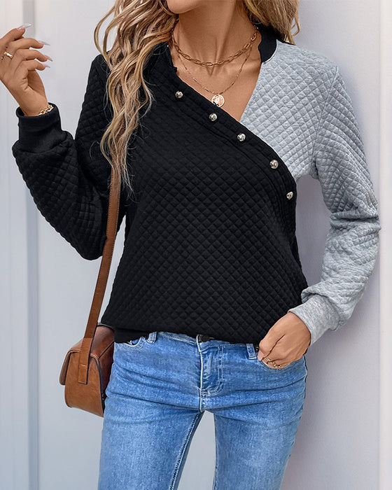 Sweatshirt casual kleurgeblokt lange mouwen