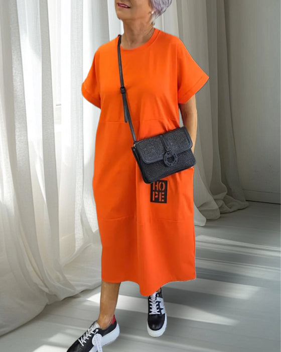 Jurk Korte Mouw Casual Recht Zak