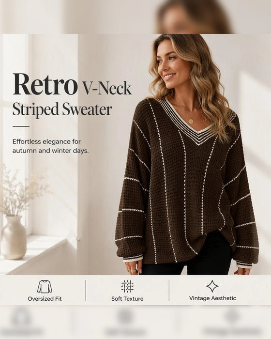 Pullover Trui Casual Loose Fit Streep