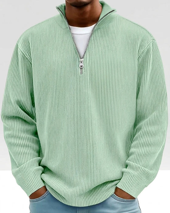Heren Sweatshirt Rits Kraag Lange Mouw