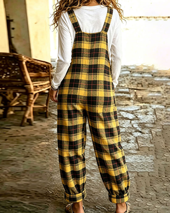 Jumpsuit Geruit Knoop Zak