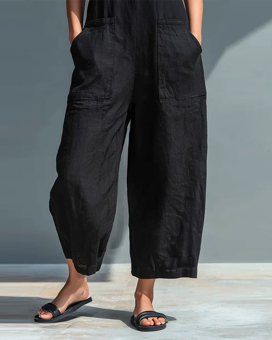 Jumpsuit Mouwloos Opstaande Kraag Zak