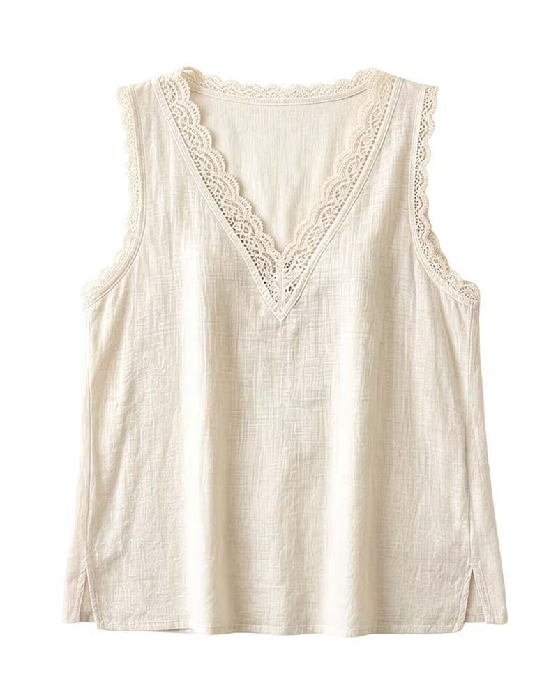 Tanktop Effen V-Hals Mouwloos