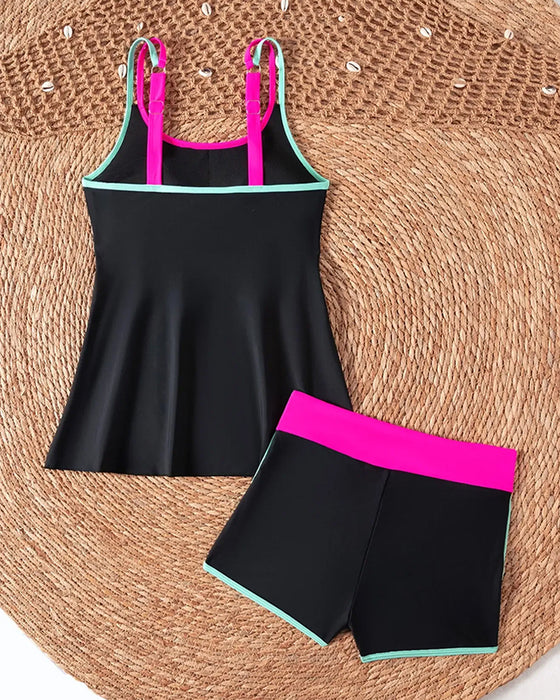 Tankini Kleurcontrast U Hals Halter