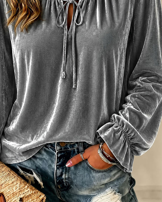 Blouse Trekkoord Uitsparing Gerimpeld