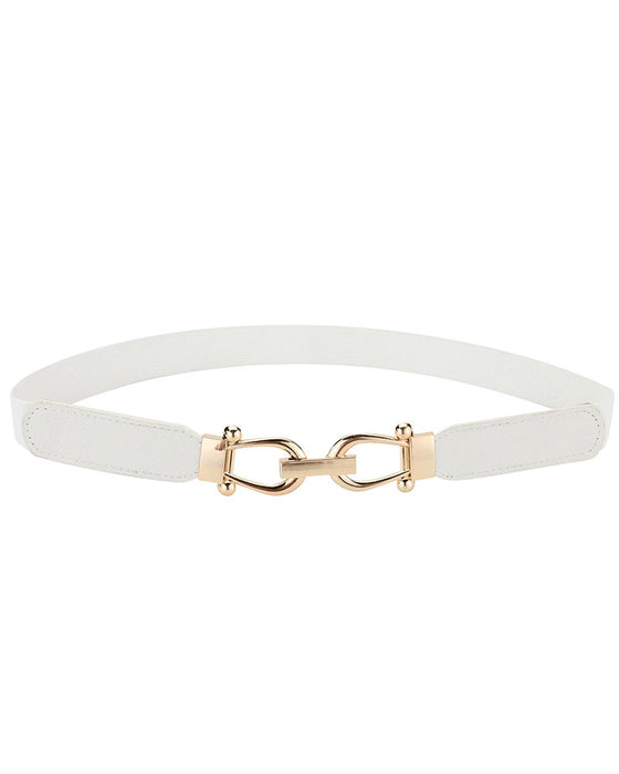 Dames Stretch Taille Riem Retro Elastische Smalle Riem Voor Dames Met Gouden Gesp