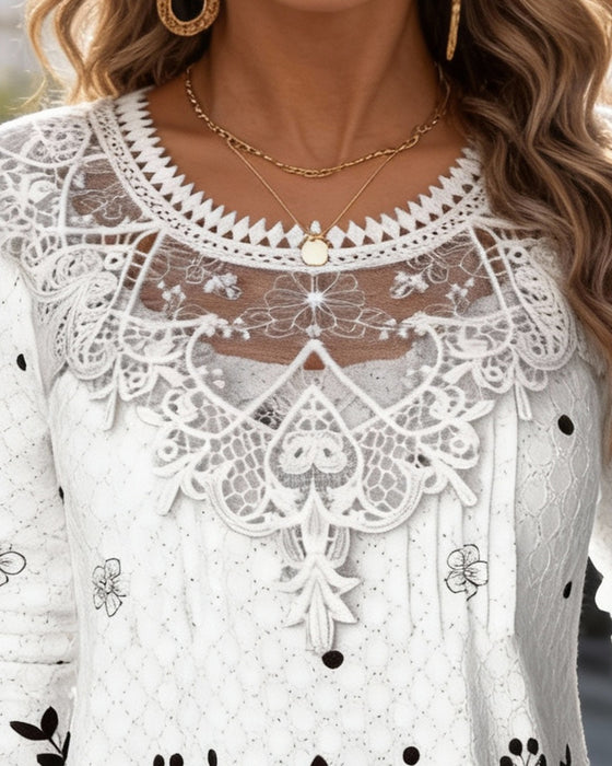 Top Langmouw Patchwork Gedrukt