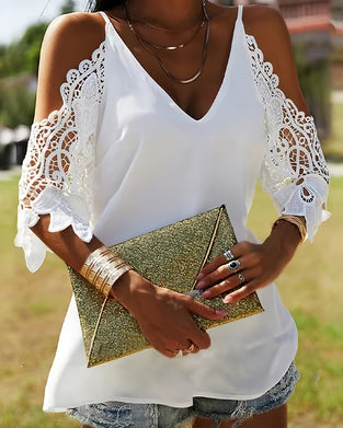 Blouse Off-Shoulder Hol Effen