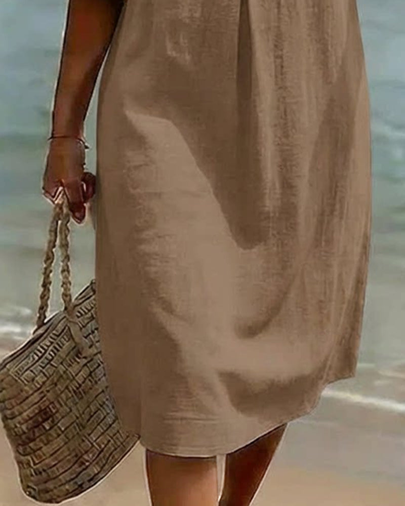 Jurk Knoop Frons Mouw 100% Katoen