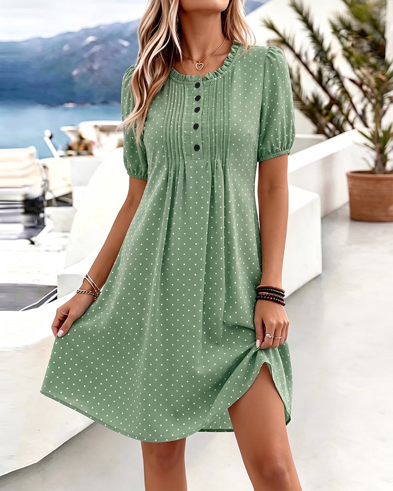 Jurk Rondhals Polka Dot Ruffle