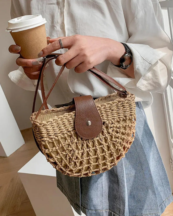 Tas Boho Halfcirkelvormig Hol Stro