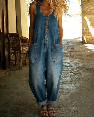 Jumpsuit Vrijblijvend Zak Denim
