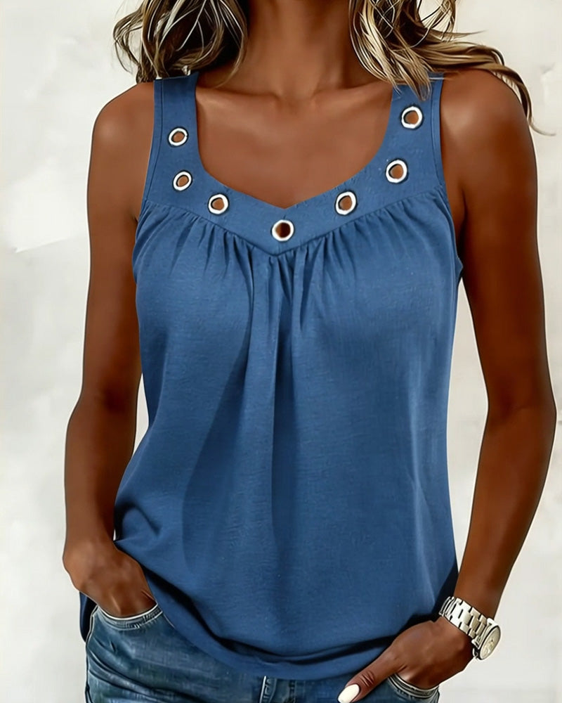 Tanktop Metalen Gesp V-Hals Mouwloos