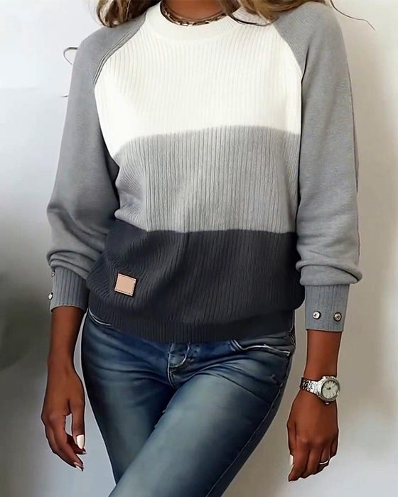 Top Stijlvol Ronde Hals Contrastkleur