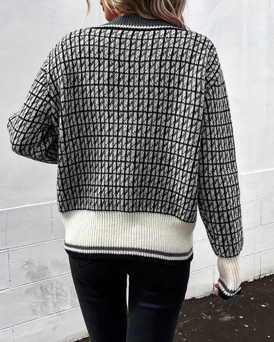 Cardigan Vintage Ruit Knoopsluiting