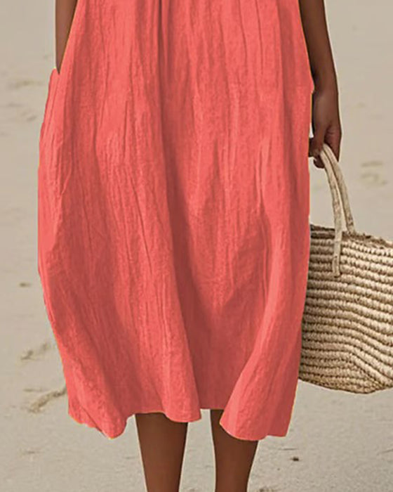 Jurk Stippen Ronde Hals Mouwloos