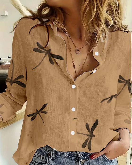 Blouse Libellenprint Lange Mouw