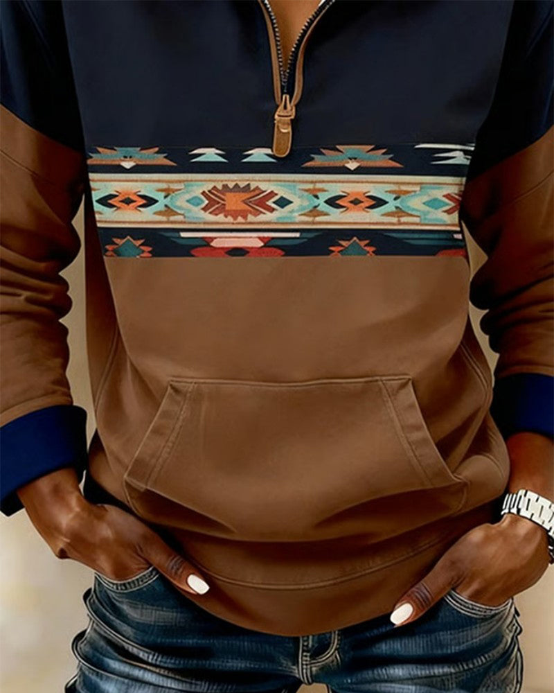 Trui Met Staande Kraag En Colorblock