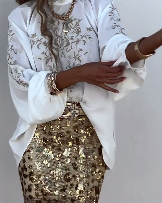 Blouse Trui Gedrukt Ballonmouwen
