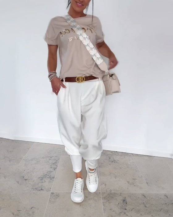 Broek Modieus Effen Kleur Kort