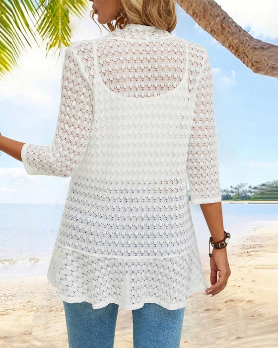 Elegante effen gekleurde kanten jas