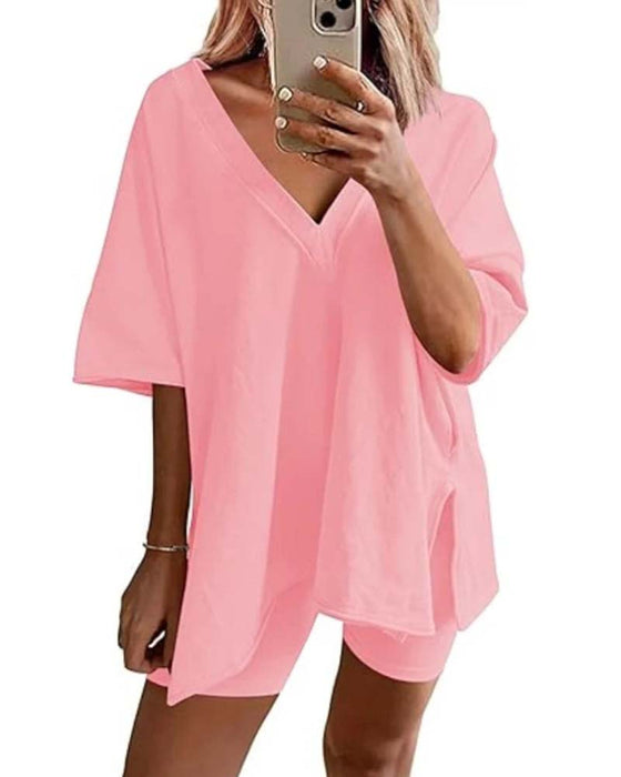 Tweedelig Set Effen V-Hals Sportkleding