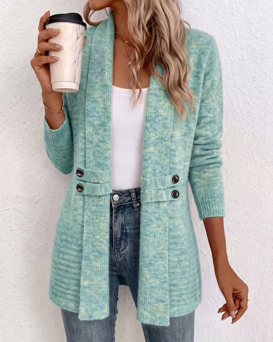 Cardigan Effen Kleur Knoop Versierd