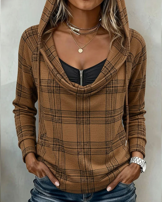 Top Ruit Mock Layered Turtleneck Hoodie