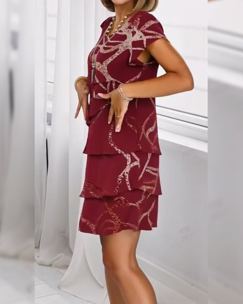 Jurk Abstracte Lijn Gelaagde Taart